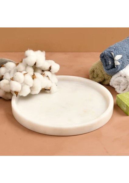 Mermer Tepsi-26 cm Tepsi-Mermer Sunum Tepsi-Mermer Banyo Seti Tepsi