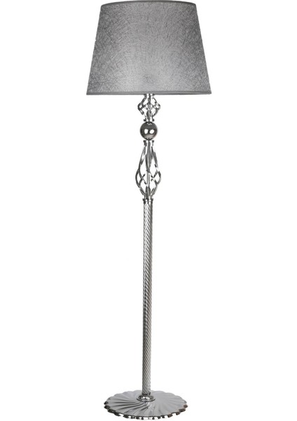 Krom Kaplama Şelale Paslanmaz Metal Modern Lambader - Gri Kırçıl