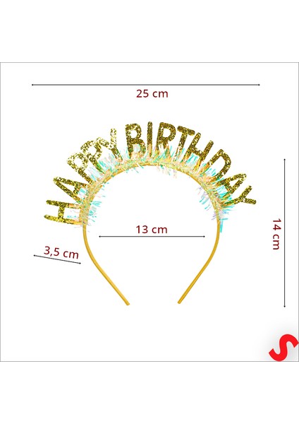 Happy Birthday Taç ve Gözlük Seti - Altın modelleri