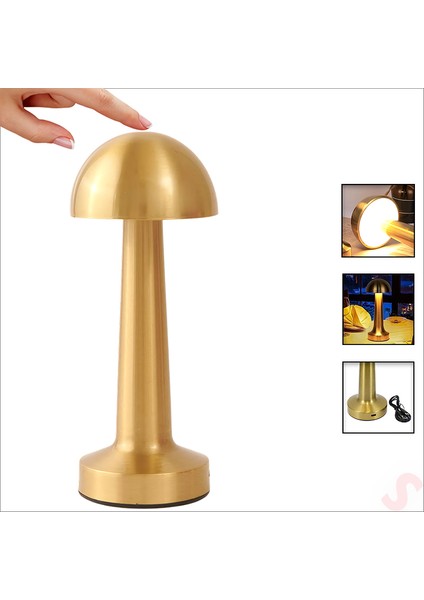 Şarjlı Dokunmatik Ayarlanabilir Renk Tonlu LED Masa Lambası - 22CM