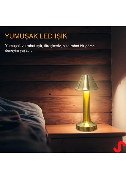Şarjlı Dokunmatik Ayarlanabilir Renk Tonlu LED Masa Lambası - 23CM