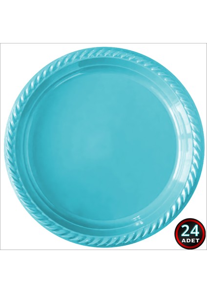 Plastik Tabak, 22CM x 24 Adet - Mavi fiyatları