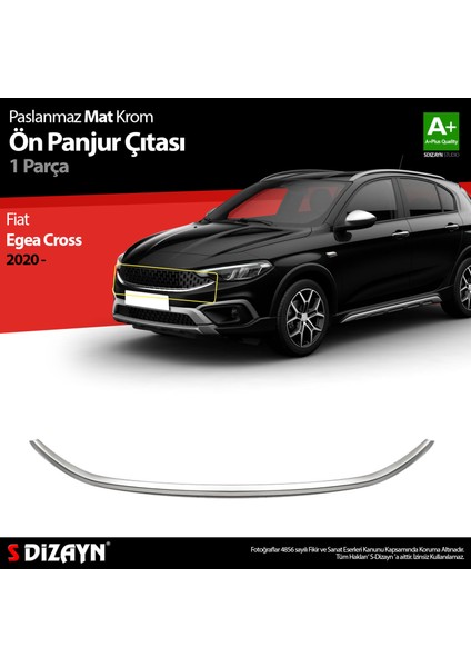 Fiat Egea Cross Krom Ön Panjur Çıtası 2020 Üzeri (Mat Krom) A+ Kalite