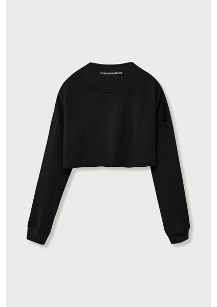 Fermuarlı crop sweatshirt