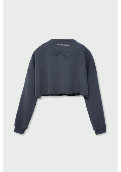 Fermuarlı crop sweatshirt