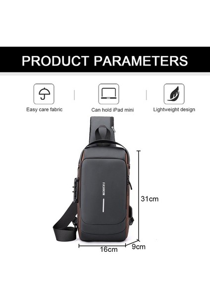 Erkek Göğüs Çantası - Gri Altın - 10 Inç (Yurt Dışından) fiyatları