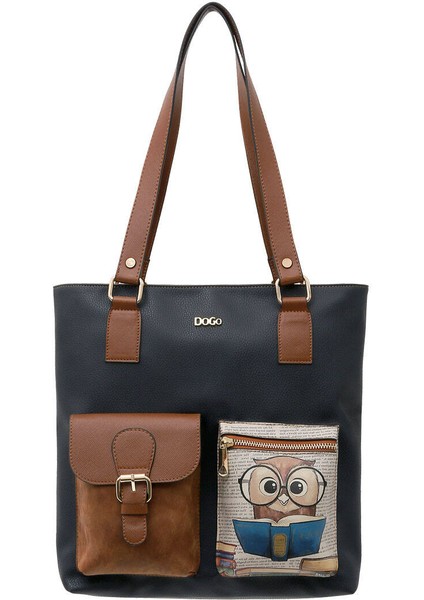 Kadın Vegan Deri Lacivert Omuz Çantası - The Wise Owl Tasarım fiyatları