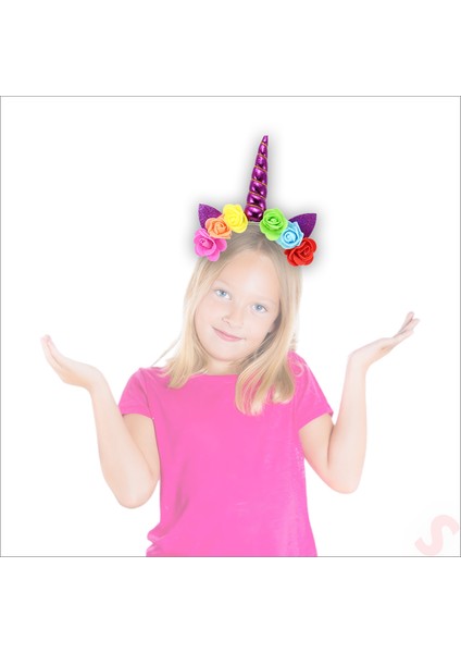 Unicorn Tek Boynuz Dolgulu Eva Taç, 1 Adet - Mor fırsatları