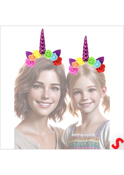 Unicorn Tek Boynuz Dolgulu Eva Taç, 1 Adet - Mor indirimleri