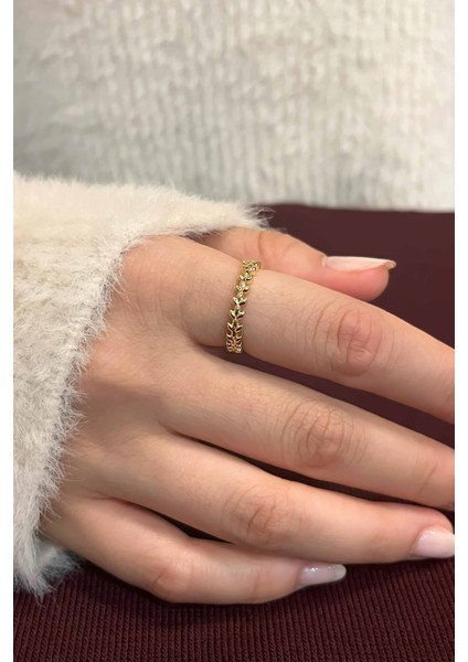 Trend Collection Zirkon Taşlı Gold Zarif Ayarlanabilir Pandora, Taç, Alyans 3'lü Kadın Yüzük Seti