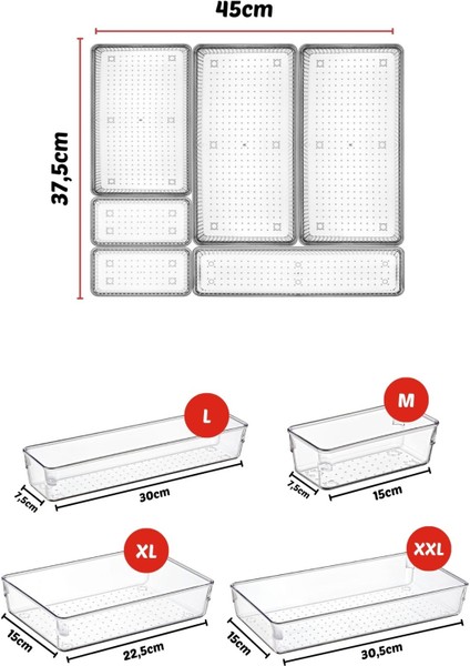 6 Parça Çekmece Içi Düzenleyici, Organizer Set