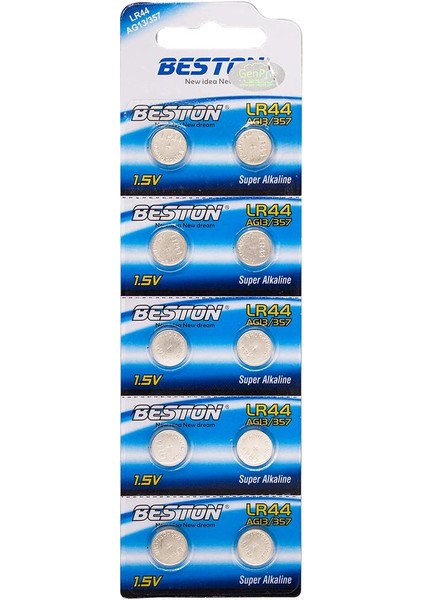 BST-LR44 Alkalin AG13/357 LR44 Düğme Pil (10LU Paket)