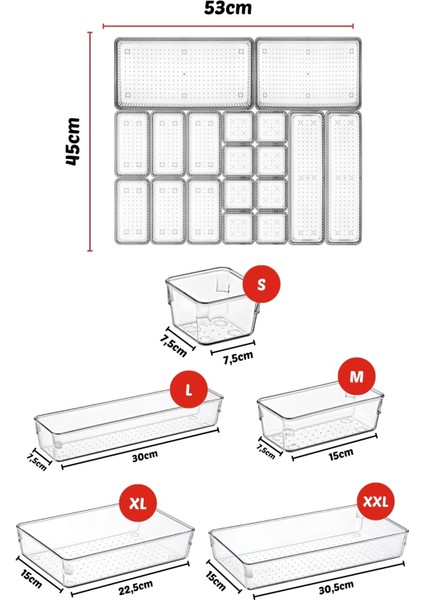 18 Parça Çekmece Içi Düzenleyici, Organizer Set