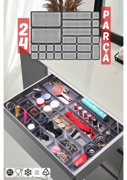 24 Parça Çekmece Içi, Düzenleyici, Organizer Set