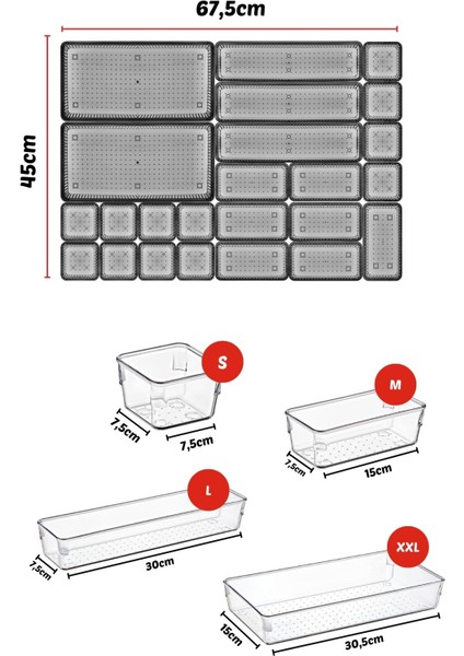 24 Parça Çekmece Içi, Düzenleyici, Organizer Set