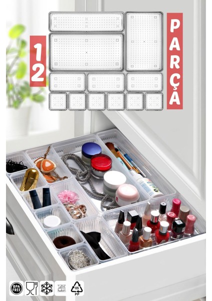 12 Parça Çekmece Içi, Düzenleyici, Organizer Set