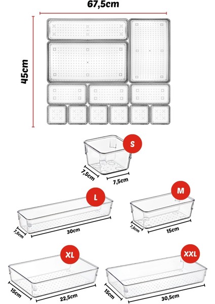 12 Parça Çekmece Içi, Düzenleyici, Organizer Set