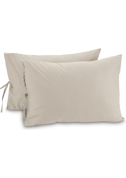 Organik Pamuk 50 x 60 cm Bağcıklı Yastık Kılıfı Seti 62 Tel (155 Tc)