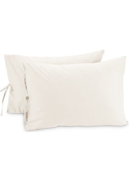 Organik Pamuk 50 x 60 cm Bağcıklı Yastık Kılıfı Seti 62 Tel (155 Tc)