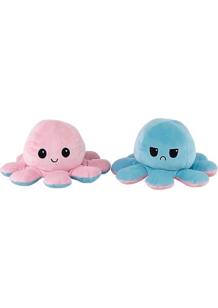 Tersinli Ahtapot Plushie Çift Taraflı Flip Bebek Show Mood Oyuncak (Pembe Açık Mavi) (Yurt Dışından)