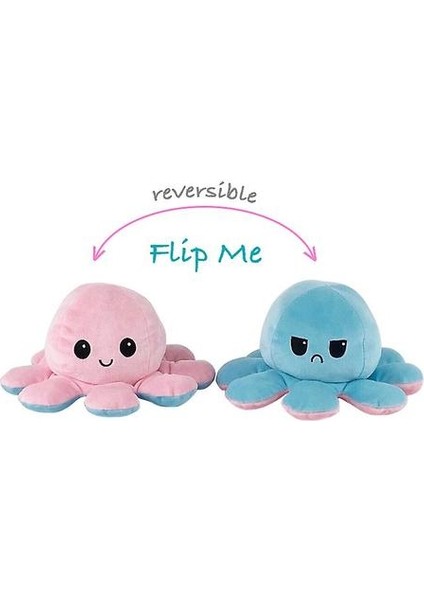 Tersinli Ahtapot Plushie Çift Taraflı Flip Bebek Show Mood Oyuncak (Pembe Açık Mavi) (Yurt Dışından)