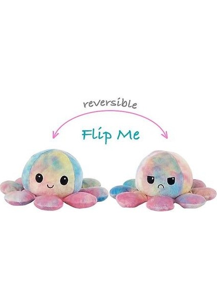 Tersinli Ahtapot Plushie Çift Taraflı Flip Bebek Show Mood Oyuncak (Tam Gökkuşağı) (Yurt Dışından)