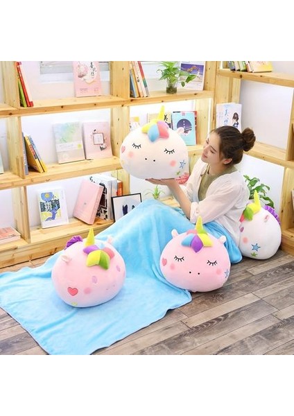 40 cm Sevimli Yuvarlak Unicorn Peluş Yastık (Yurt Dışından)