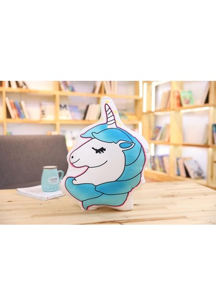 50 cm Karikatür Hayvanlar Unicorn Peluş Yastık Yumuşak Dolması Peluş Yastıklar (Mavi) (Yurt Dışından)