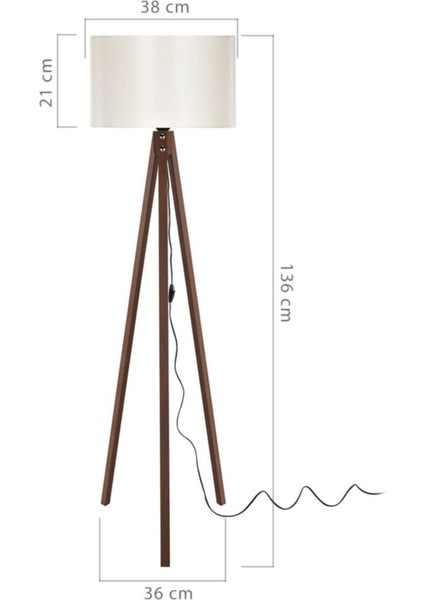Tripod Lambader Ceviz Ayak / Krem Şapka
