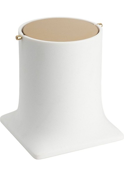 Banyo Çöp Kovası 4 Lt Beyaz-Gold Renk 247 x 225 x 225 mm