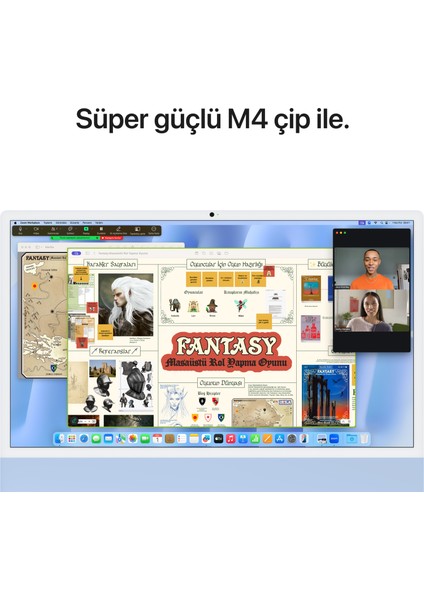 iMac M4 Çip 16GB 256GB SSD macOS 24" All In One Bilgisayar MWV13TU/A Mavi