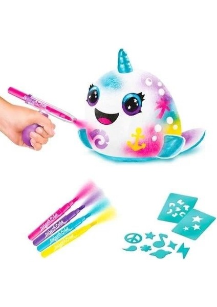 Airbrush Plush Sürpriz Squishy Paint Bucket 87794 Narwhal modelleri