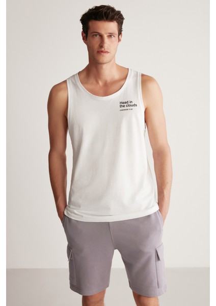 Kane Erkek Comfort Fit %100 Pamuk Beyaz Atlet