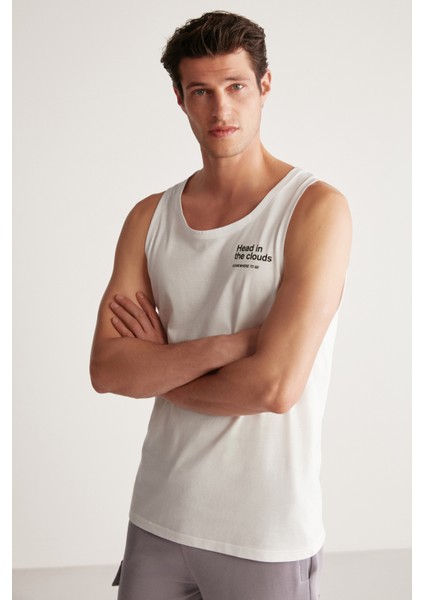 Kane Erkek Comfort Fit %100 Pamuk Beyaz Atlet