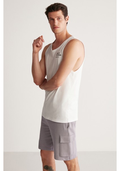 Kane Erkek Comfort Fit %100 Pamuk Beyaz Atlet