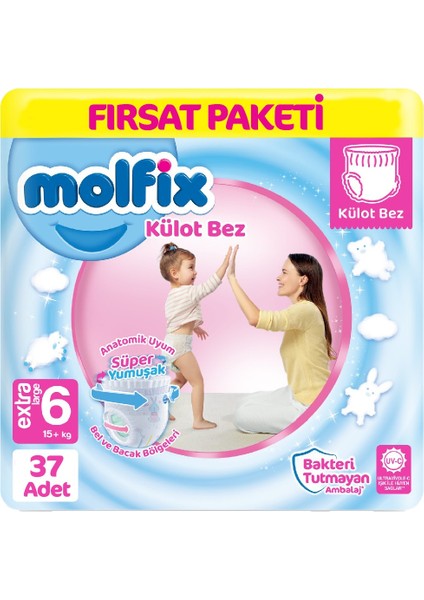 Nessiworld Molfix Külot Bez Fırsat Paketi 6 Beden 15+ kg 37 Adet