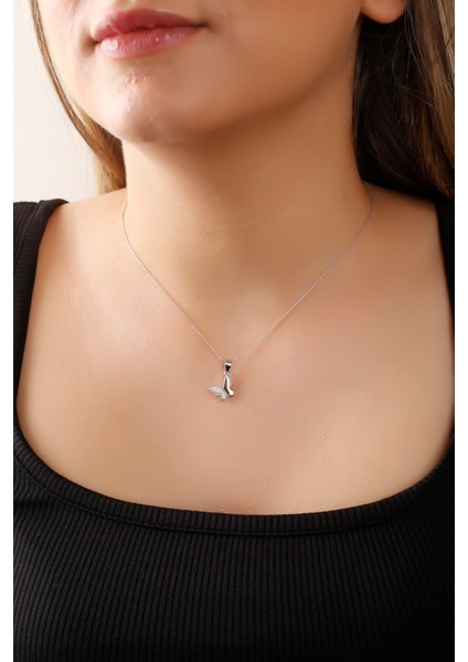 925 Ayar Gümüş , Sedef Taşlı Kelebek Kolye fiyatları