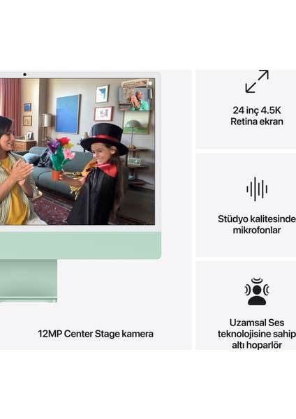iMac M4 Çip 16GB 512GB SSD macOS 24" All In One Bilgisayar MWV03TU/A Yeşil