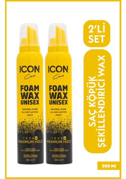 Care Saç Köpük Şekillendiri Wax 200ML Maximum Hold 2'li Set