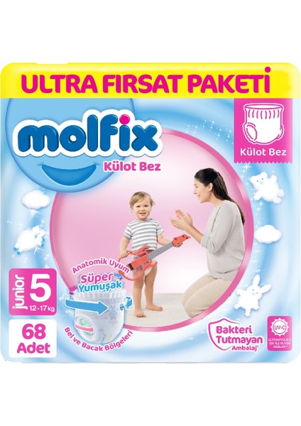 Nessiworld Molfix Külot Bez Ultra Fırsat Paketi 5 Beden 12-17 kg 68 Adet