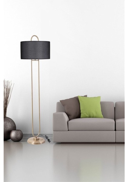 Elips Lambader Eskitme Ayak Hasır Siyah Abajurlu