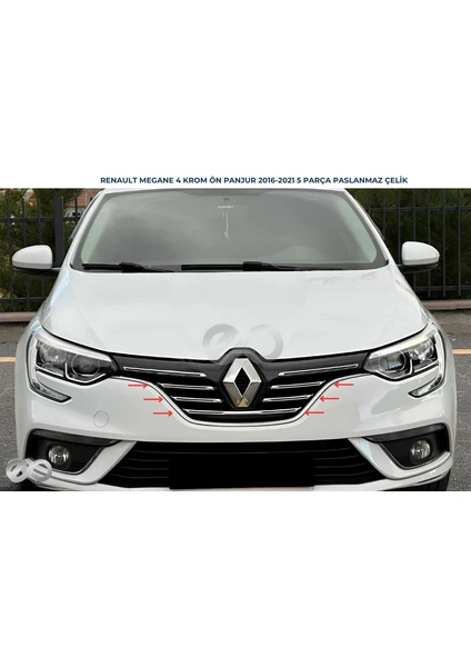 Ebal Oto Renault Megane 4 (Hb) Krom Ön Panjur 5 Prç. 2016-2021 P. Çelik