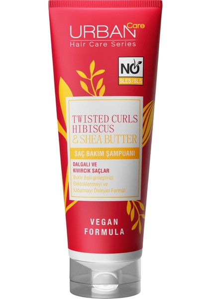 URBAN Care Hibiscus & Shea Butter Bukle Belirginleştirici Sülfatsız Saç Bakım Şampuanı 250 ml x 2 - vegan