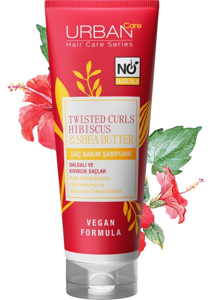 URBAN Care Hibiscus & Shea Butter Bukle Belirginleştirici Sülfatsız Saç Bakım Şampuanı 250 ml x 2 - vegan