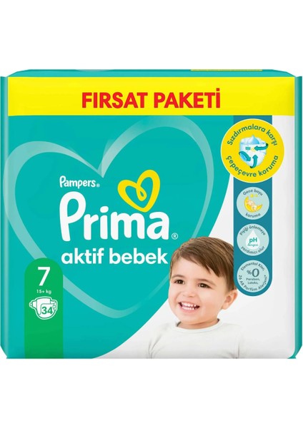 Bebek Bezi Aktif Bebek Fırsat Paket 7 Beden 34 Adet