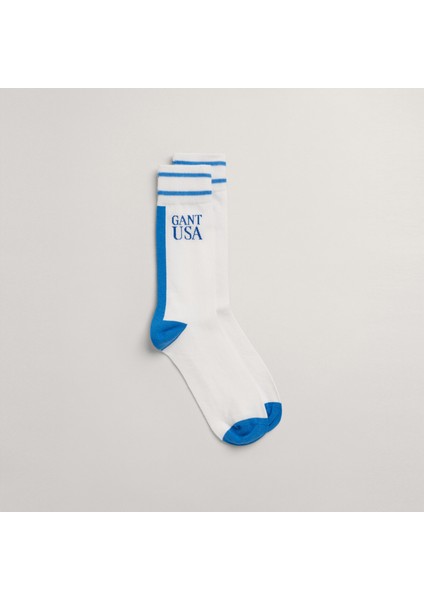 Unisex Mavi Logolu Çorap