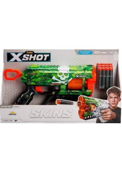 36561 X-Shot Skins Griefer 12 Mermili Sünger Dart Atan Silah 32 cm