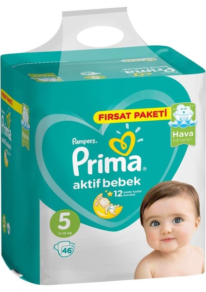 Bebek Bezi Aktif Bebek Fırsat Paket 5 Beden 46 Adet