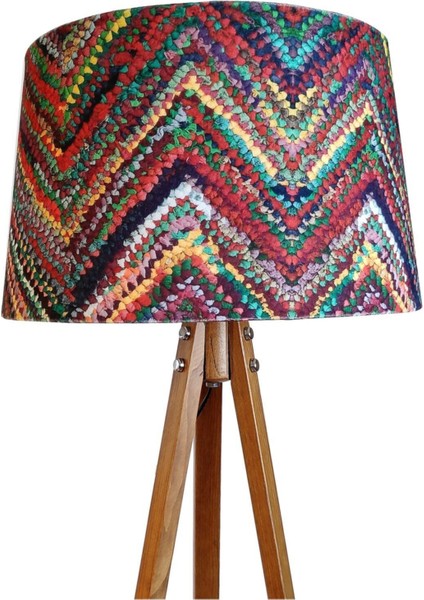 Zigzag Desen Kumaş Şapka,masif Ahşap 3 Ayaklı Lambader (Açık Ceviz) fiyatları