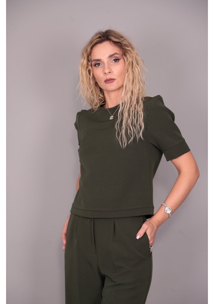 Kayık Yaka Kısa Kol Bluz-Haki modelleri